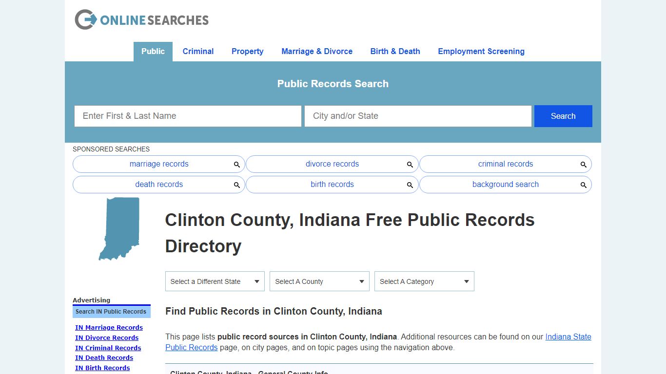 Clinton County, Indiana Public Records Directory